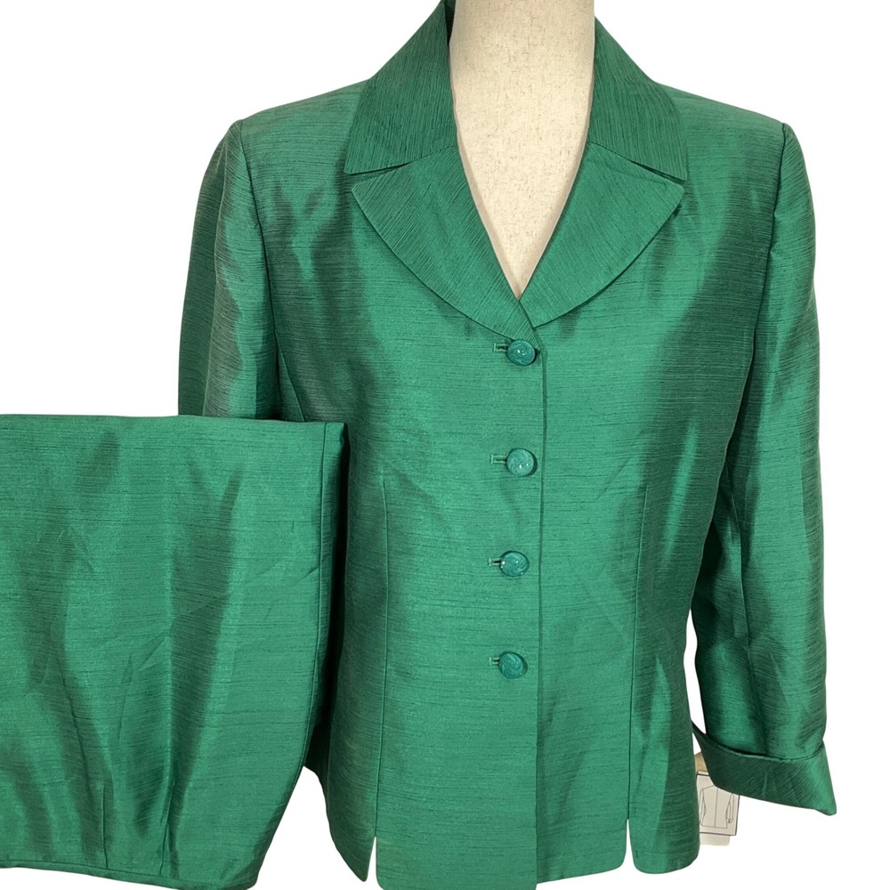 LE SUIT ESSENTIALS Skirt Set Womens Blazer 12 Skirt 16 Green Holiday‎ 2pc Flaws